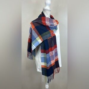 Italy Design Cashmere Blend Colorful Plaid Scarf Fringe Soft Heritage Classic